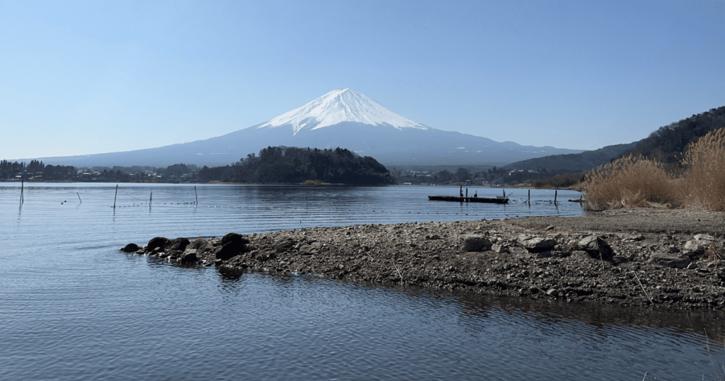 河口湖景加上富士山